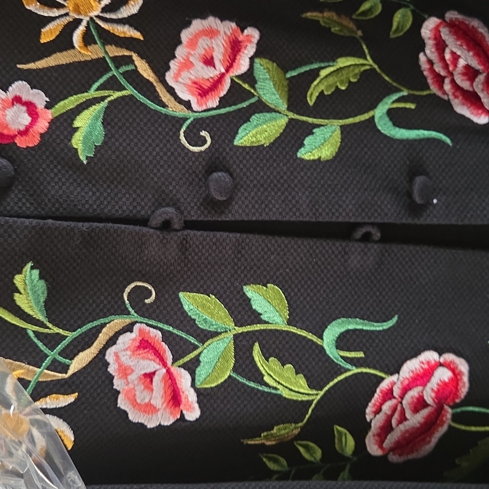 Victor Costa Black Cardigan with Floral Embroidery - Picture 6 of 6